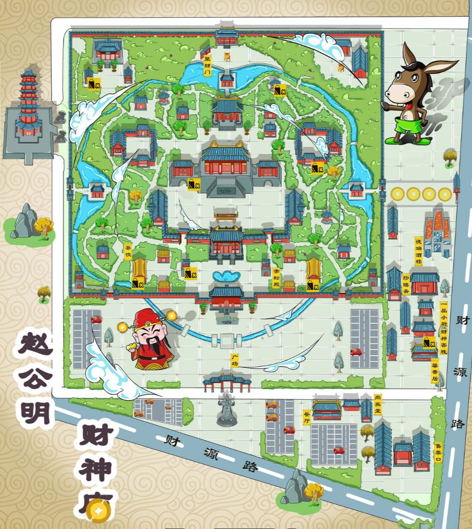 临川寺庙类手绘地图